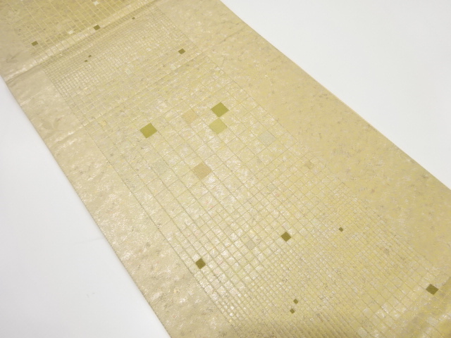 引箔　枡模様織り出し　袋帯